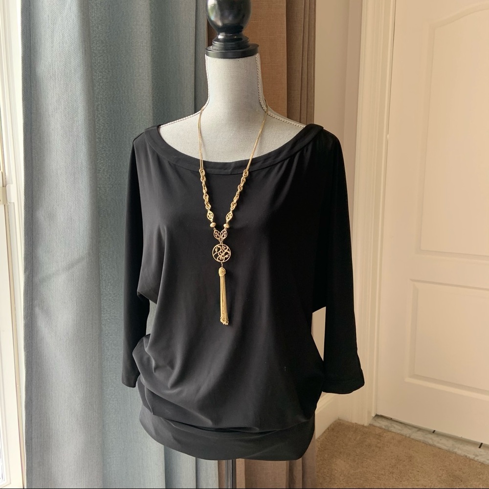 White House Black Market Black Blouse